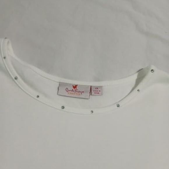 Quacker Factory 2X White 3/4 slv T-Shirt & Blue Full-Zip Bedazzled Vest 2 items! - Picture 5 of 15